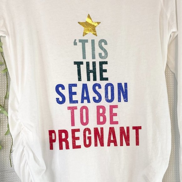 Motherhood Maternity Holiday Long Sleeve T-Shirt White Extra Large - Picture 3 of 8